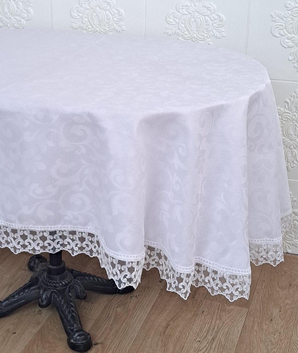 Скатертина з мереживом Masali Model 512 160x260 см ovale White (CN22383)