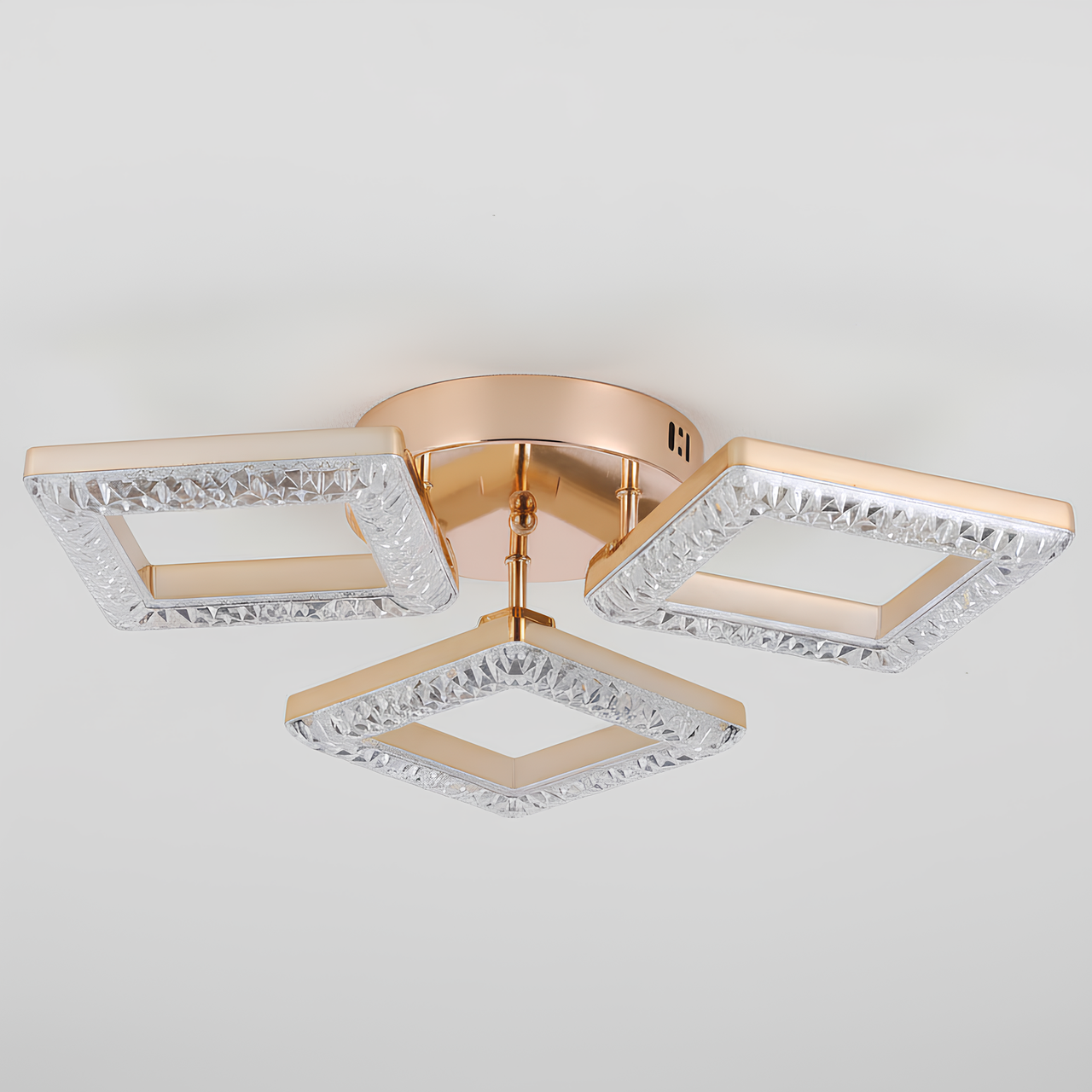 Люстра светодиодная Valeso 80W с квадратными рассеивателями 3000-6500K с пультом Золотой (G 2726/3 GD)