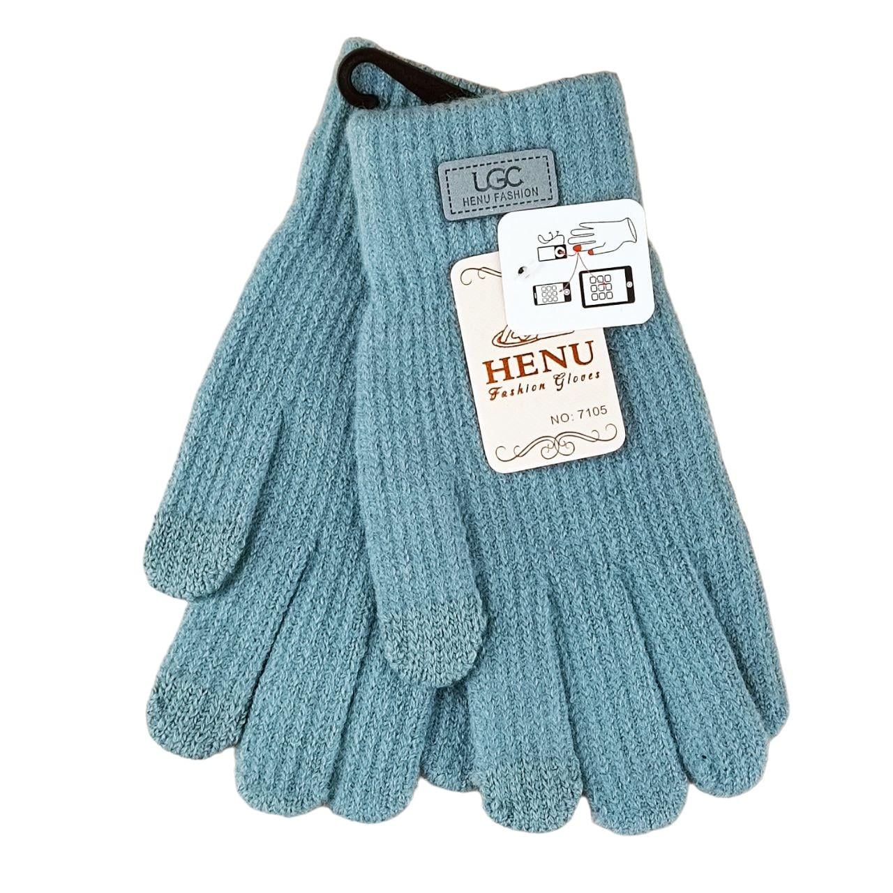Перчатки женские сенсорные с начесом S-M Светло-синий (47128)