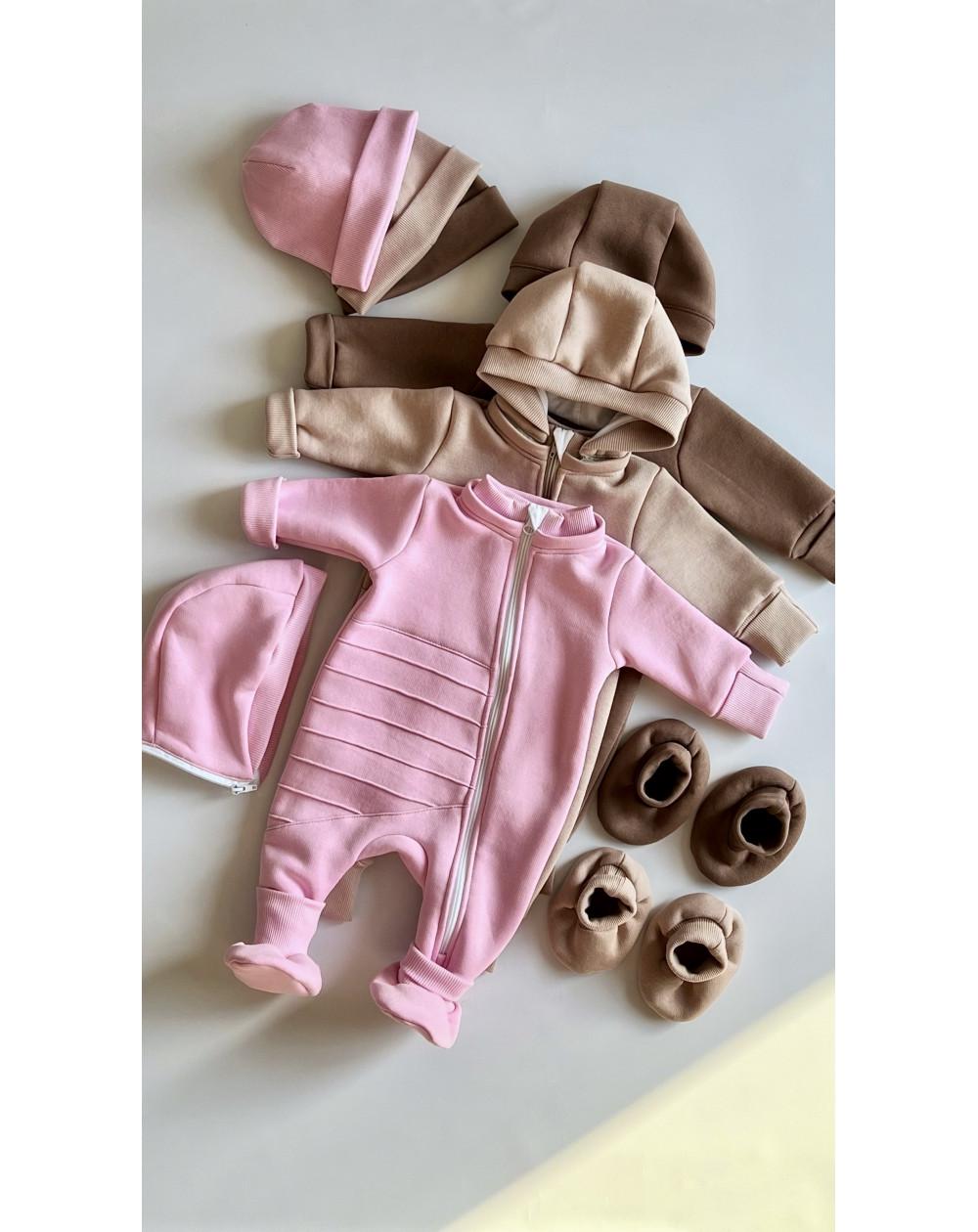 Комбинезон со съемным каюшоном детский BUNNY BOX триника утепленный р. 62 Розовый (18062) - фото 4