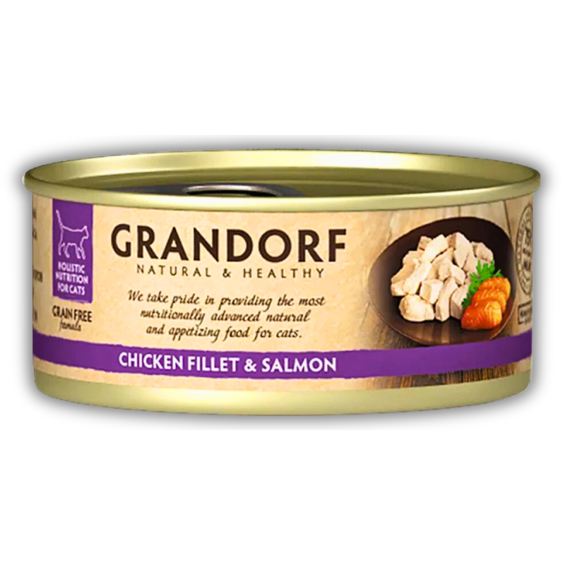 Корм для кошек влажный Grandorf Филе курицы и лосось для взрослых кошек всех пород 70 г х 6 шт. (PGDCW0407) Корм для кошек влажный Grandorf Филе курицы и лосось для взрослых кошек всех пород 70 г х 6 шт. (PGDCW0407)