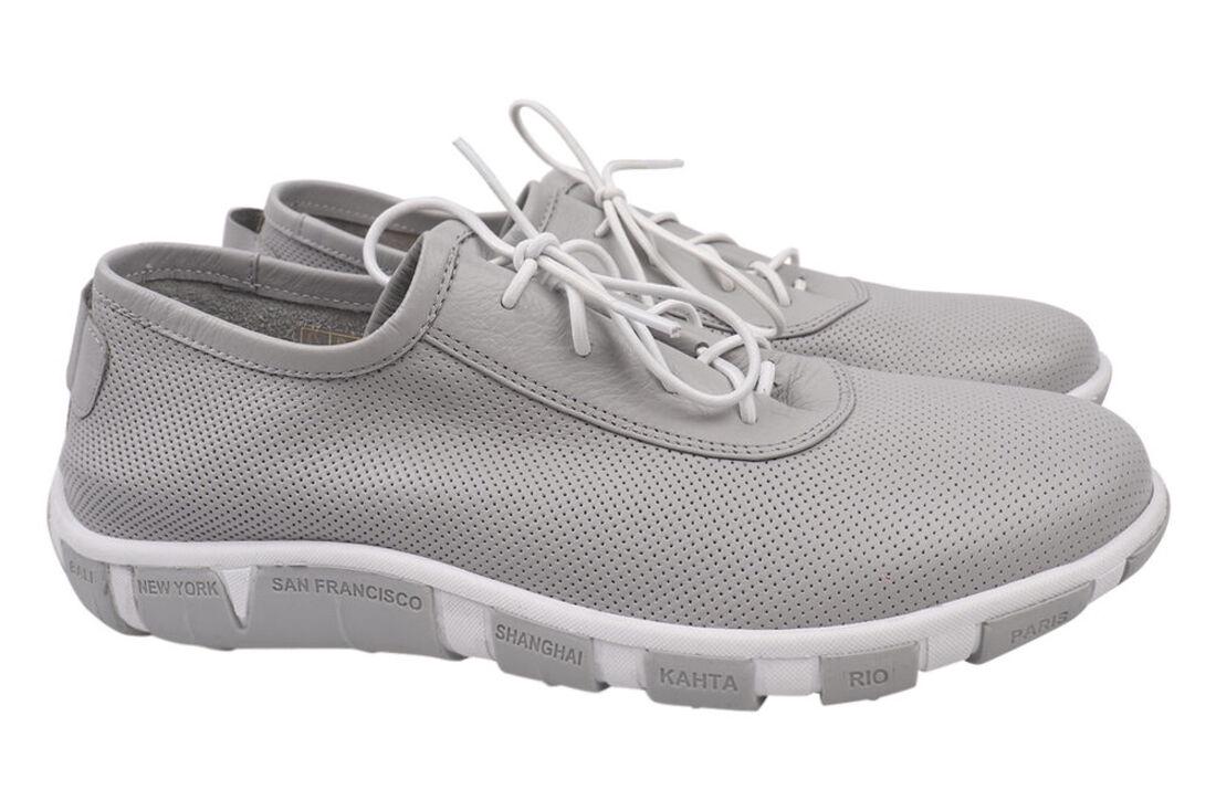 Кеди жіночі Estomod зі шкіри на низькому ходу на шнурівці Сірий (80-21DTC 37)