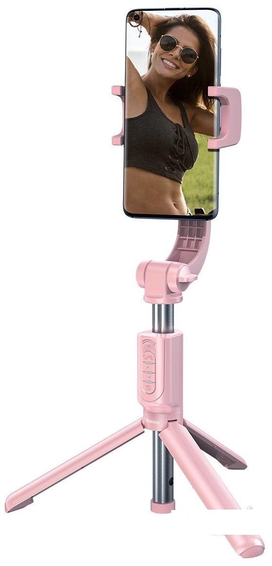 Монопод-трипод Baseus Lovely Uniaxial Bluetooth Folding Stand Selfie Stabilizer SULH-04 Pink - фото 3