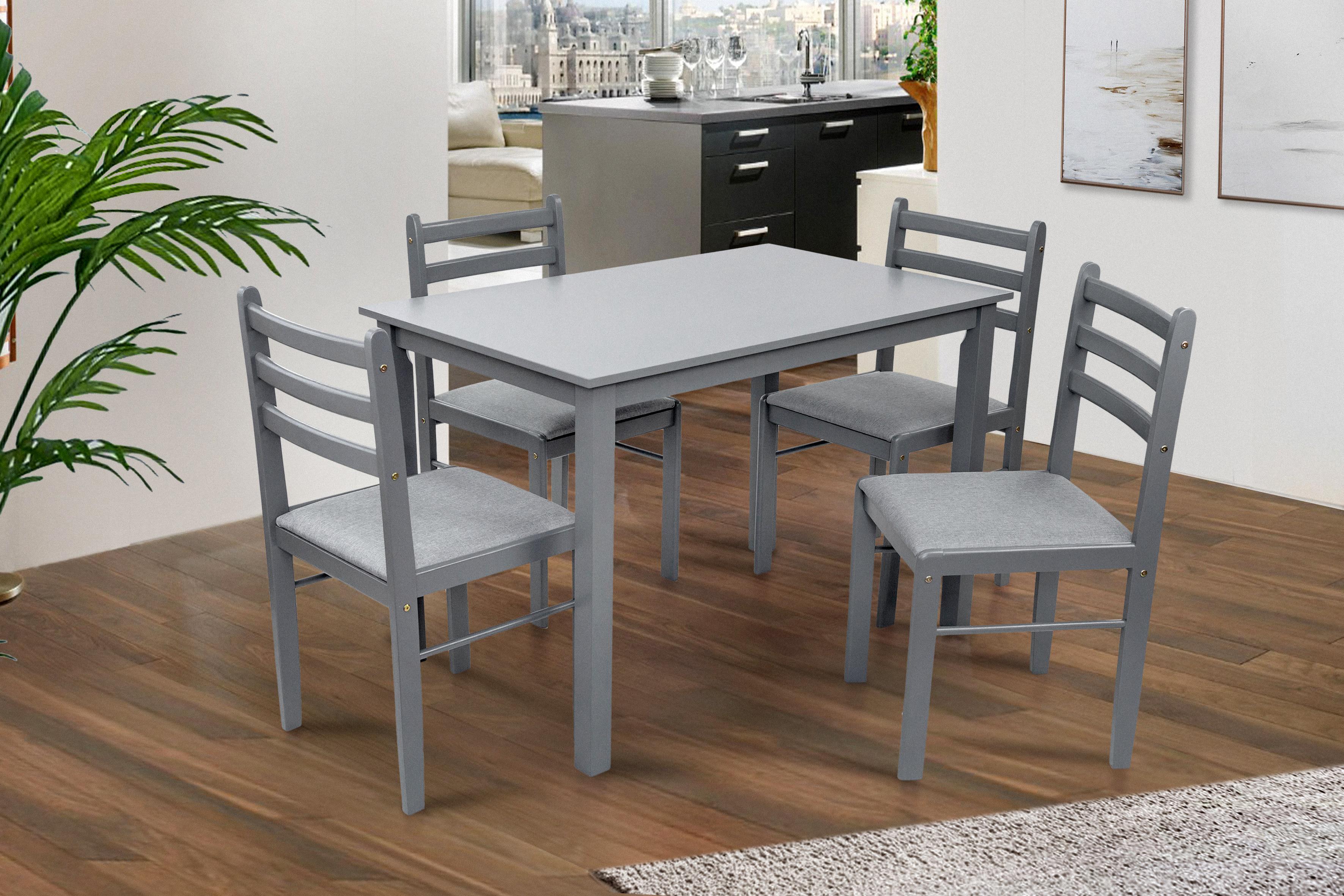Комплект кухонний JERSIE стіл і 4 стільці Сірий - фото 2