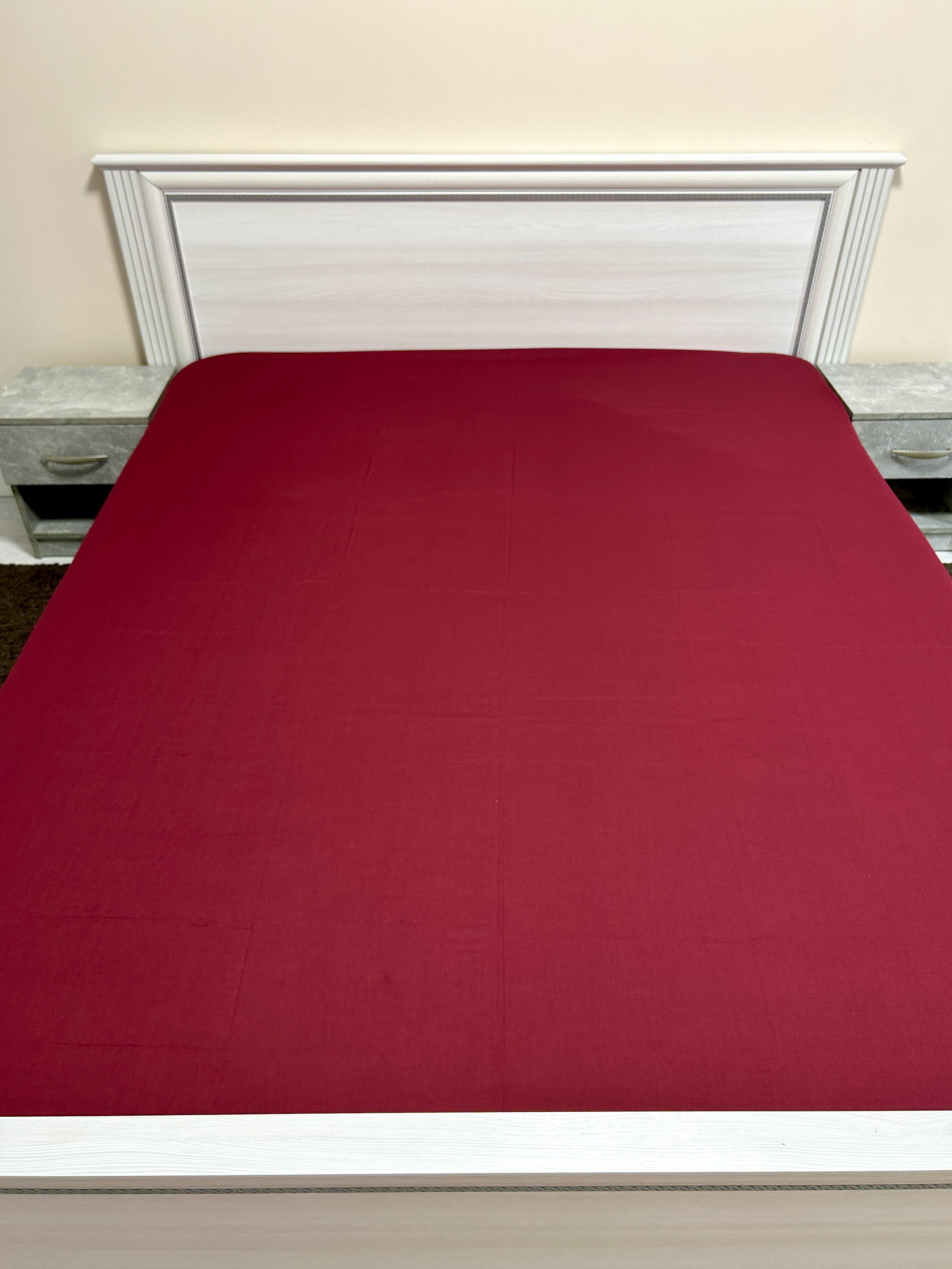 Простынь на резинке Однотон из бязи голд 160х200 см Бордовый (15015540)