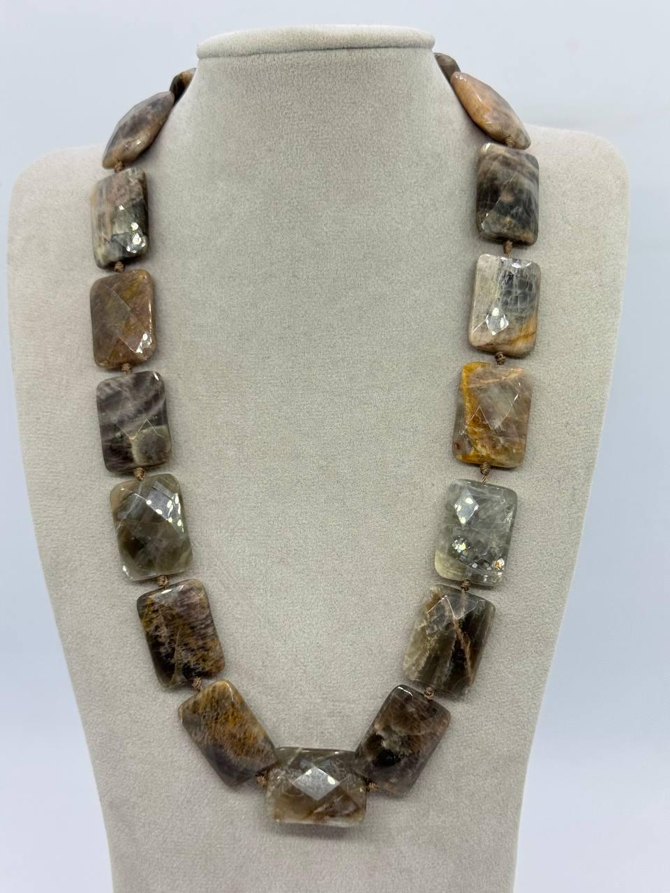 Бусы из солнечного камня 18x25 мм 48 см Комбинированный (12886)