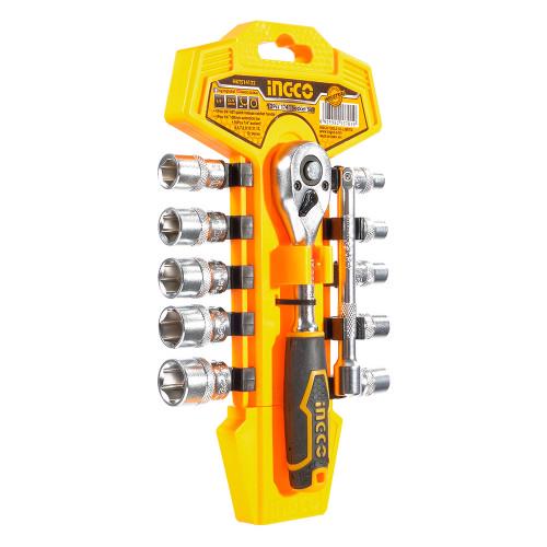 Набор головок торцевых INGCO INDUSTRIAL с трещоточкой 1/4 (26846512) - фото 3