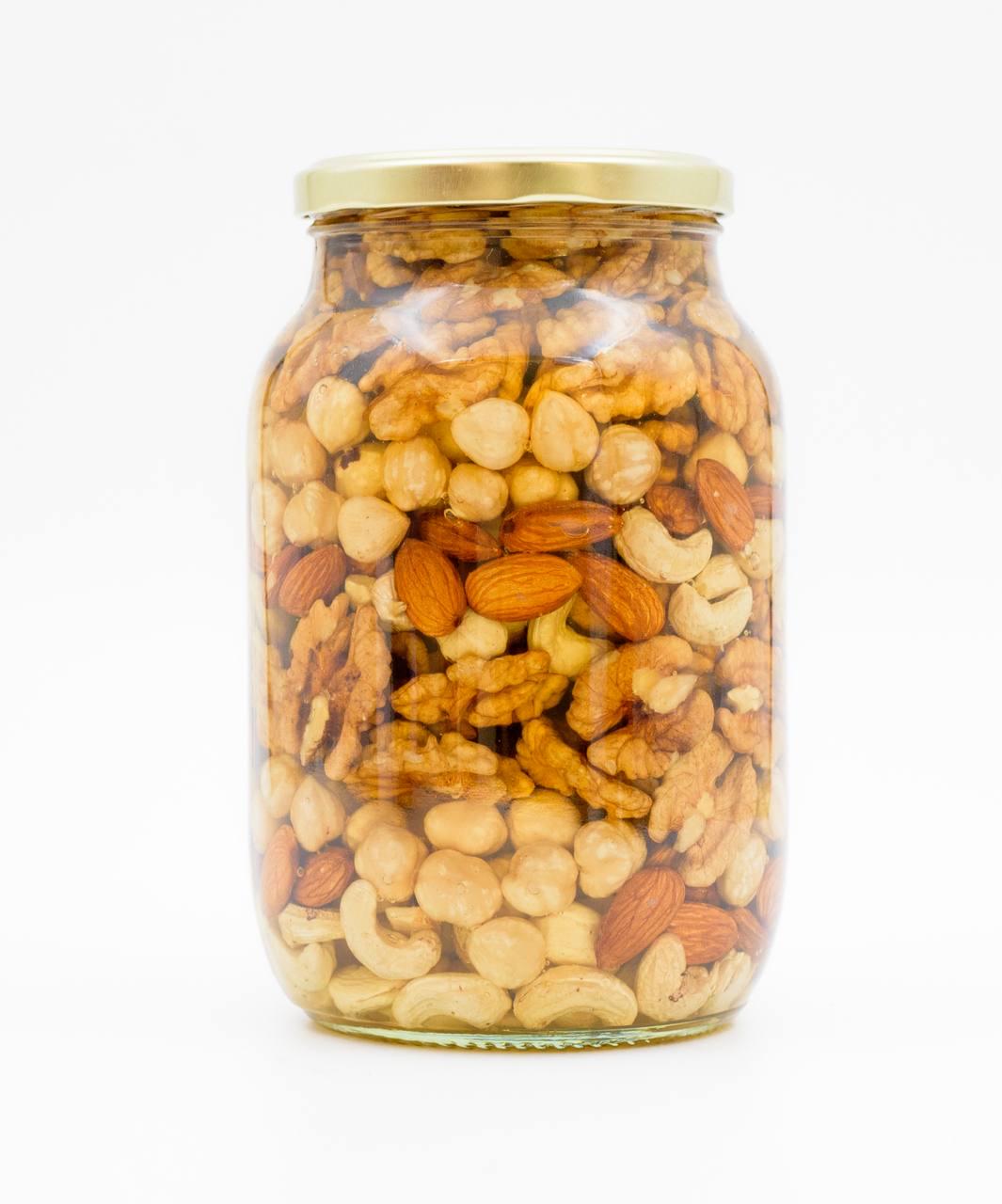 Горіхи LOVE HONEY Асорті фундук/кешʼю/мигдаль/волоський горіх та травневий мед без цукру 1250 г