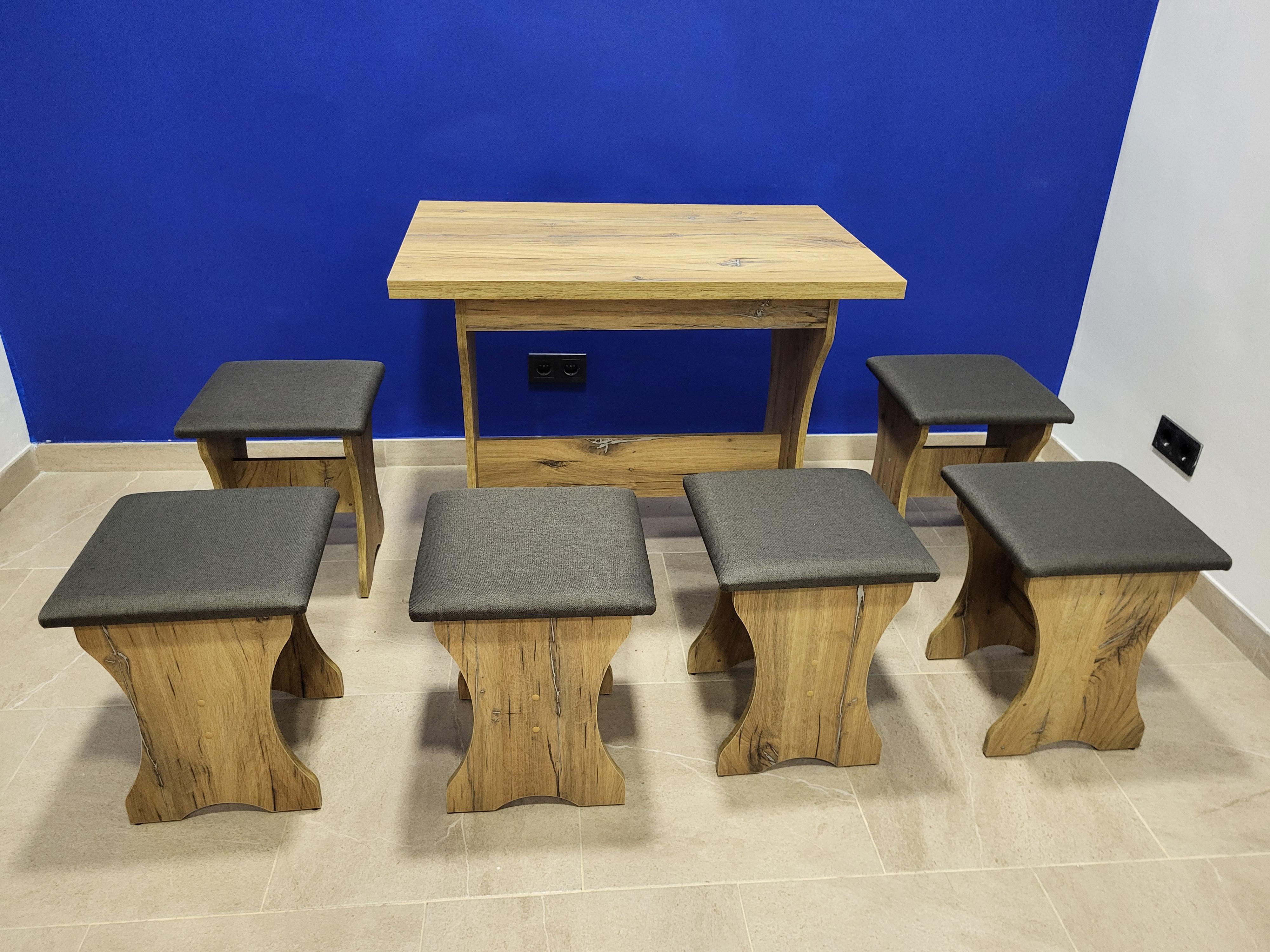 Стіл розкладний та 6 табуреток Сімейний Дуб Флагшток/Мальмо (S6T-DF-M)