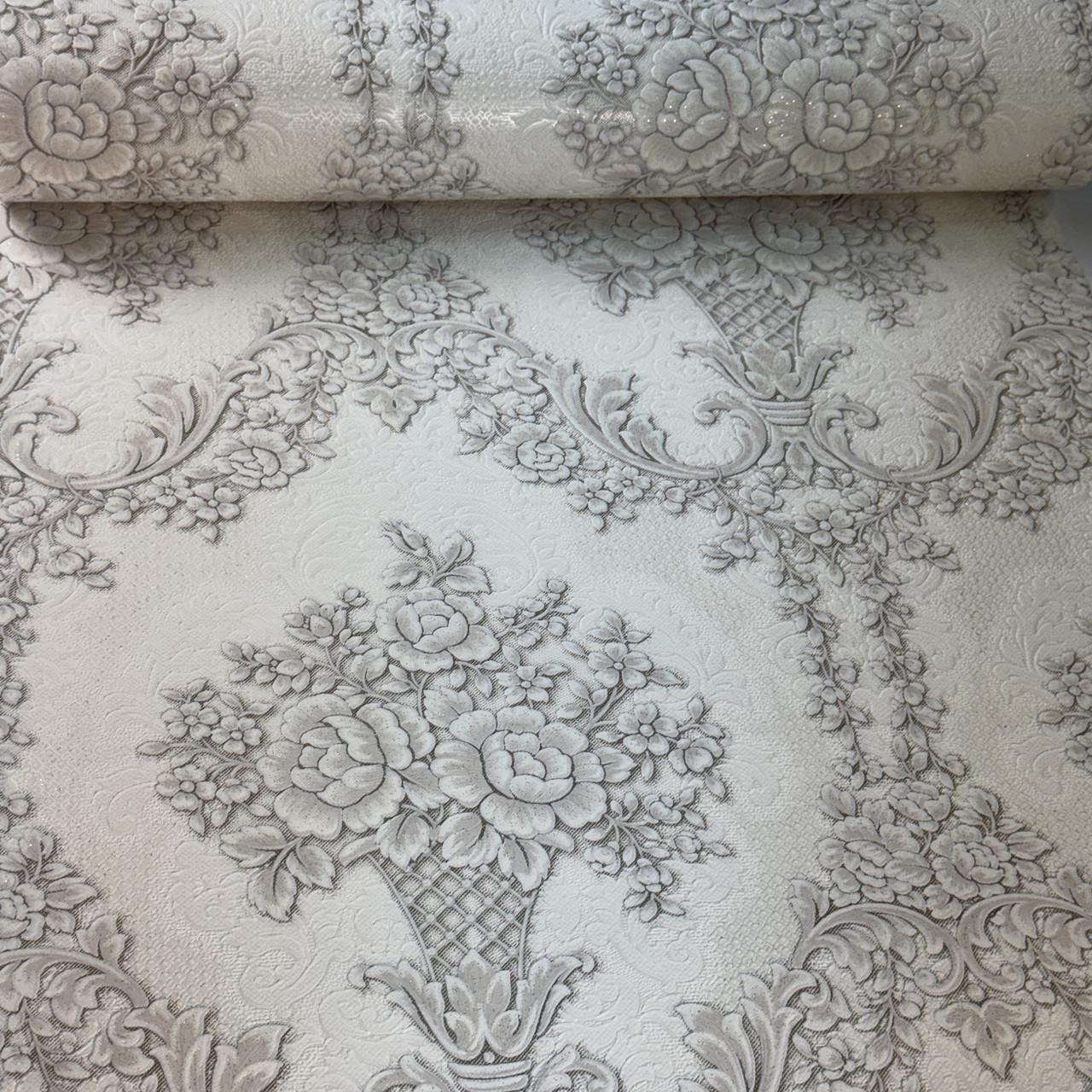 Шпалери вінілові на паперовій основі Слов'янські шпалери Квіти 53 см Сірий (5766-01)