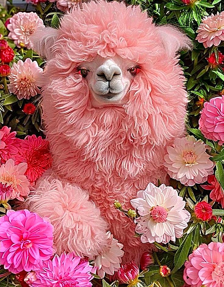 Набор алмазной мозаики АлМазка Розовая Лама квадратные алмазы без подрамника 40x50 см (АлМ-278)