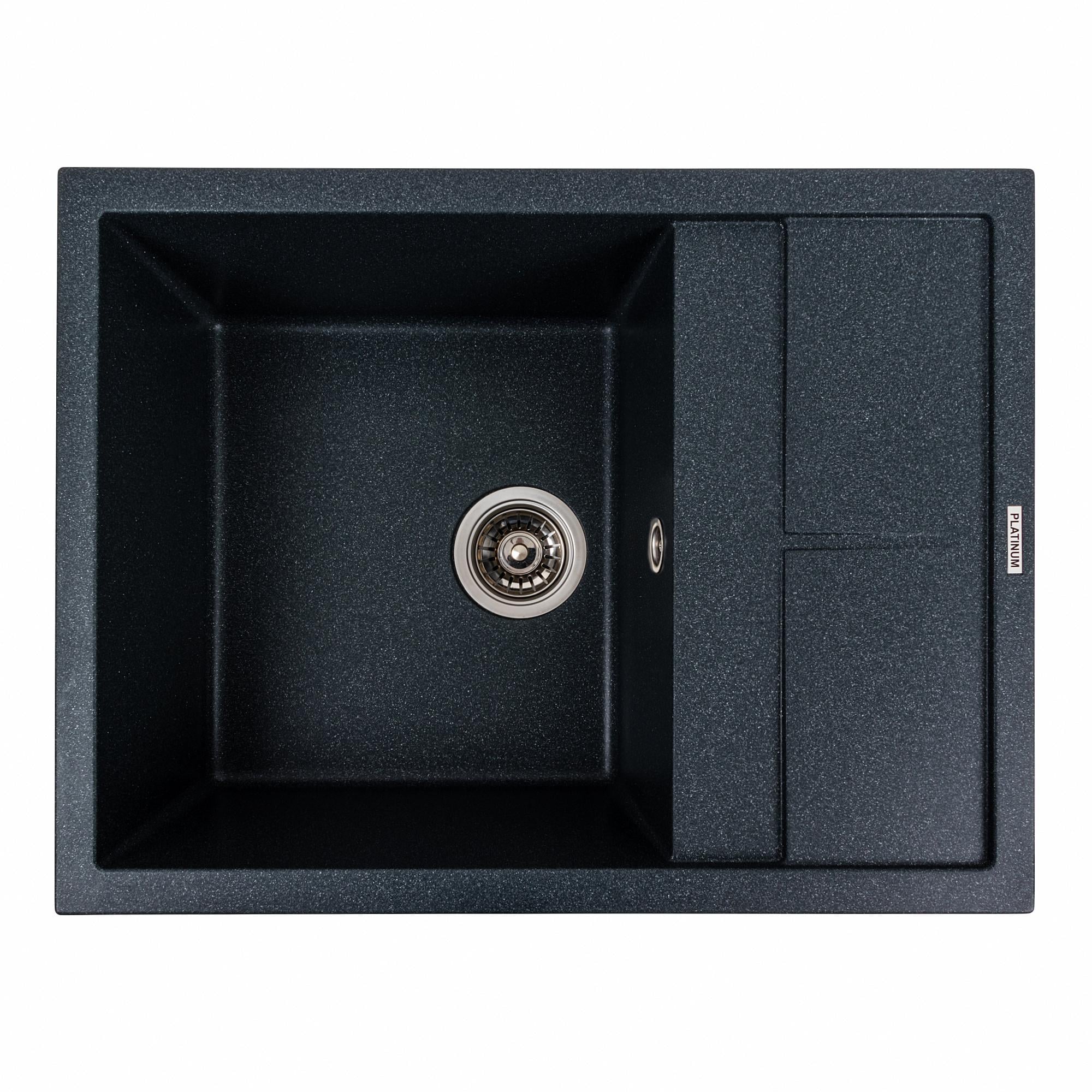 Мойка кухонная Platinum PLS-A40647 прямоугольная гранитная 650x500 мм Черный (215381)