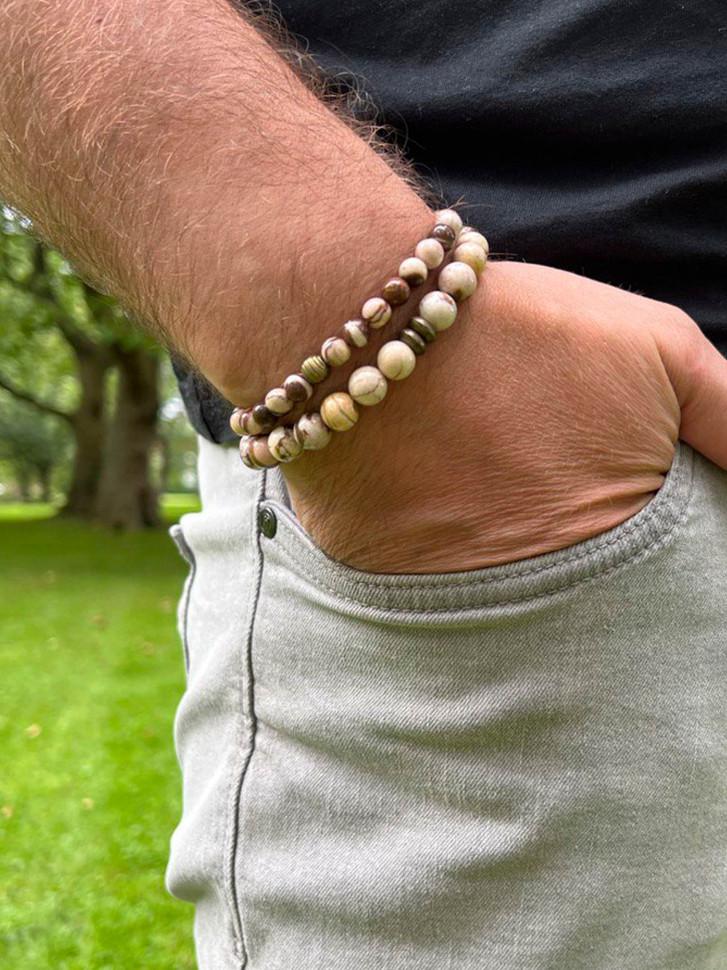 Набор мужских браслетов из камня яшма (4528) Набор мужских браслетов из камня яшма (4528)