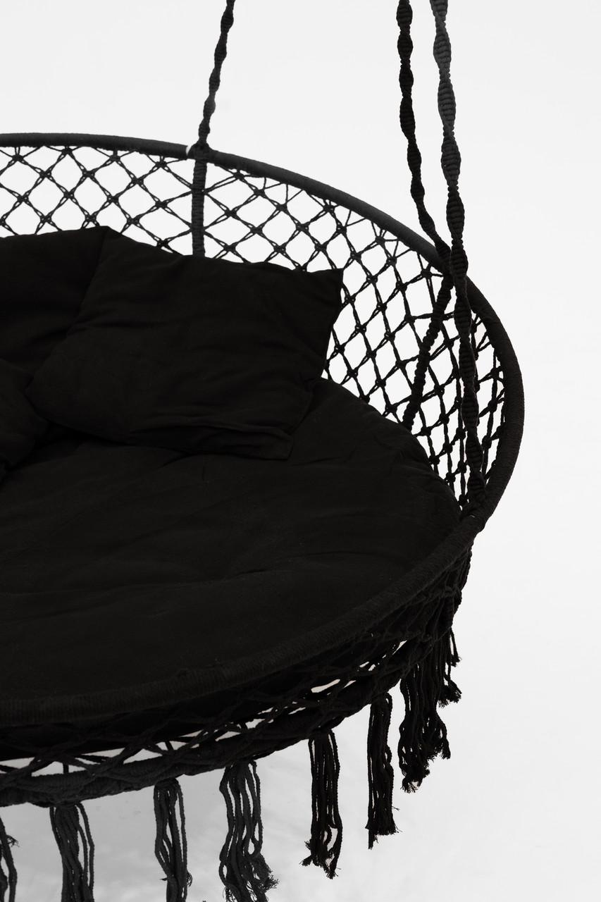 Кресло-качеля подвесное плетеное круглое WCG с мягкой подушкой 140 см Черный (QNSW11BL) - фото 7 Кресло-качеля подвесное плетеное круглое WCG с мягкой подушкой 140 см Черный (QNSW11BL) - фото 7