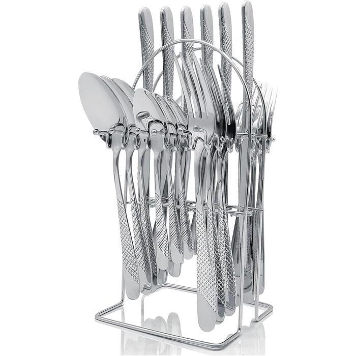 Набор столовых приборов AVEKI 6 человек 24 пр. с держателем Серебристый