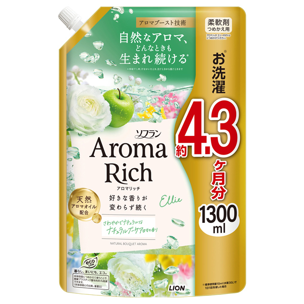 Кондиціонер для білизни Aroma Rich Ellie Lion з свіжим ароматом зеленого яблука та конвалій 1300 мл (374305)