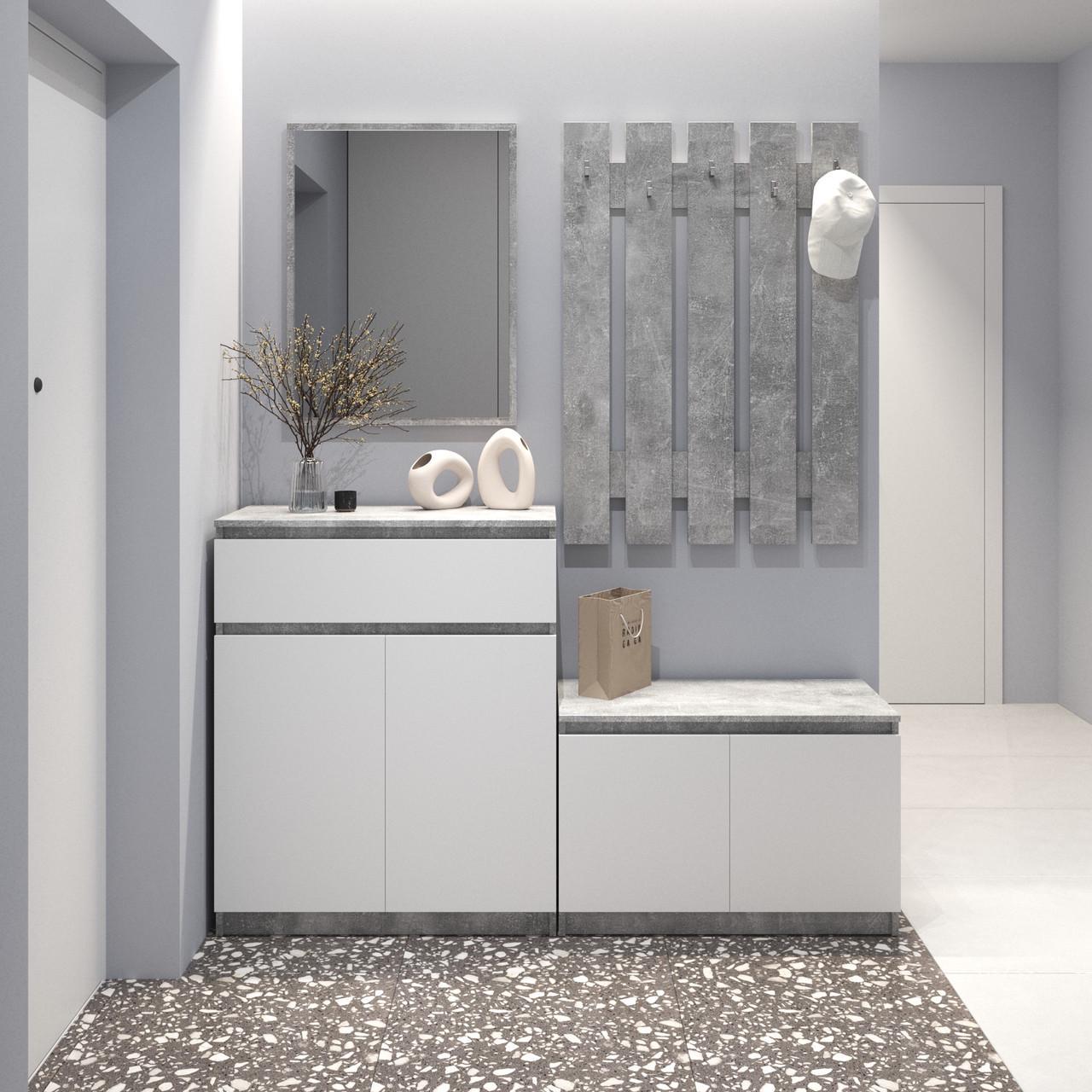 Прихожая VAYS комплект в прихожую 160х40х195 см Бетон/Белый (30771816)