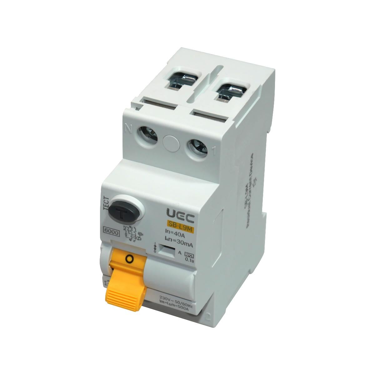 Устройство защитного отключения UEC SB-L9M 2P 40A 30мА 6кА тип A (RCCB61-2-040-030-A)