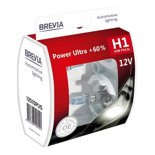 Галогенна лампа Brevia H1 12 В 55 Вт P14.5s Power Ultra +60% S2 2 шт. (12010PUS)