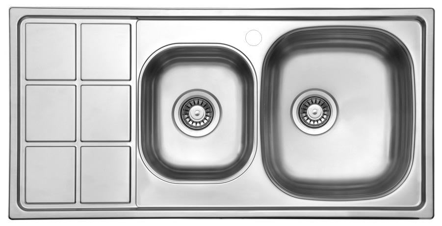 Кухонная мойка Ukinox LTL 1000.500 18 GT 8K R в декоре и доска кухонная отделочная
