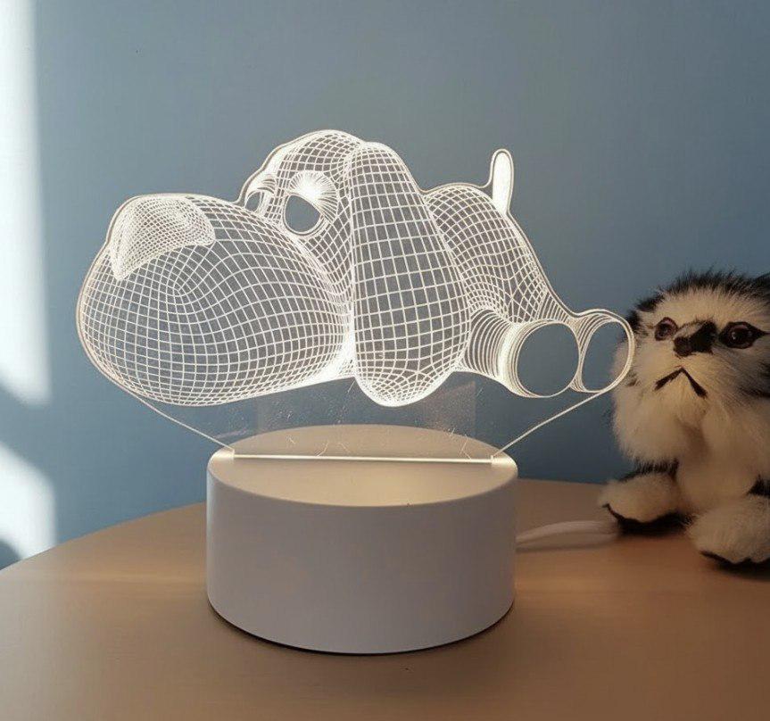 Ночник 3D Собачка LED теплый Белый (Creative3D Собачка)