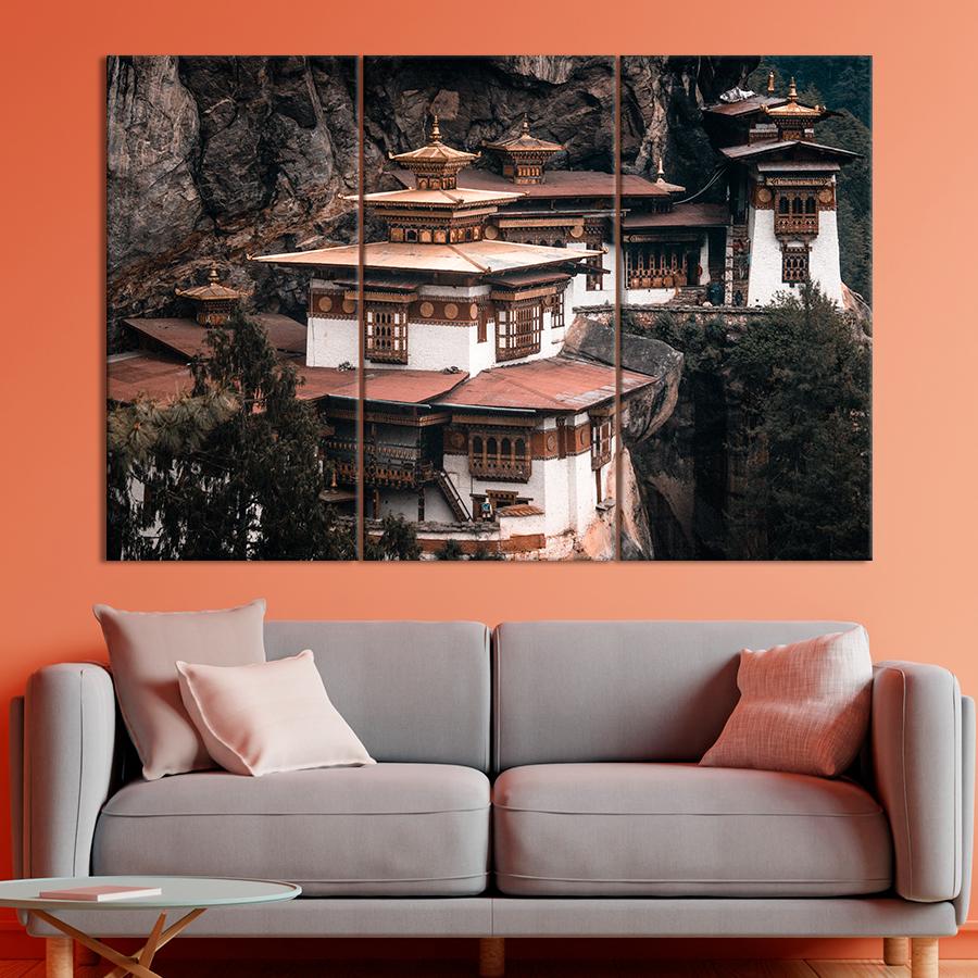 Картина город Монастырь Такцанг-лакханг в Бутане 156x100 см (A862-3)