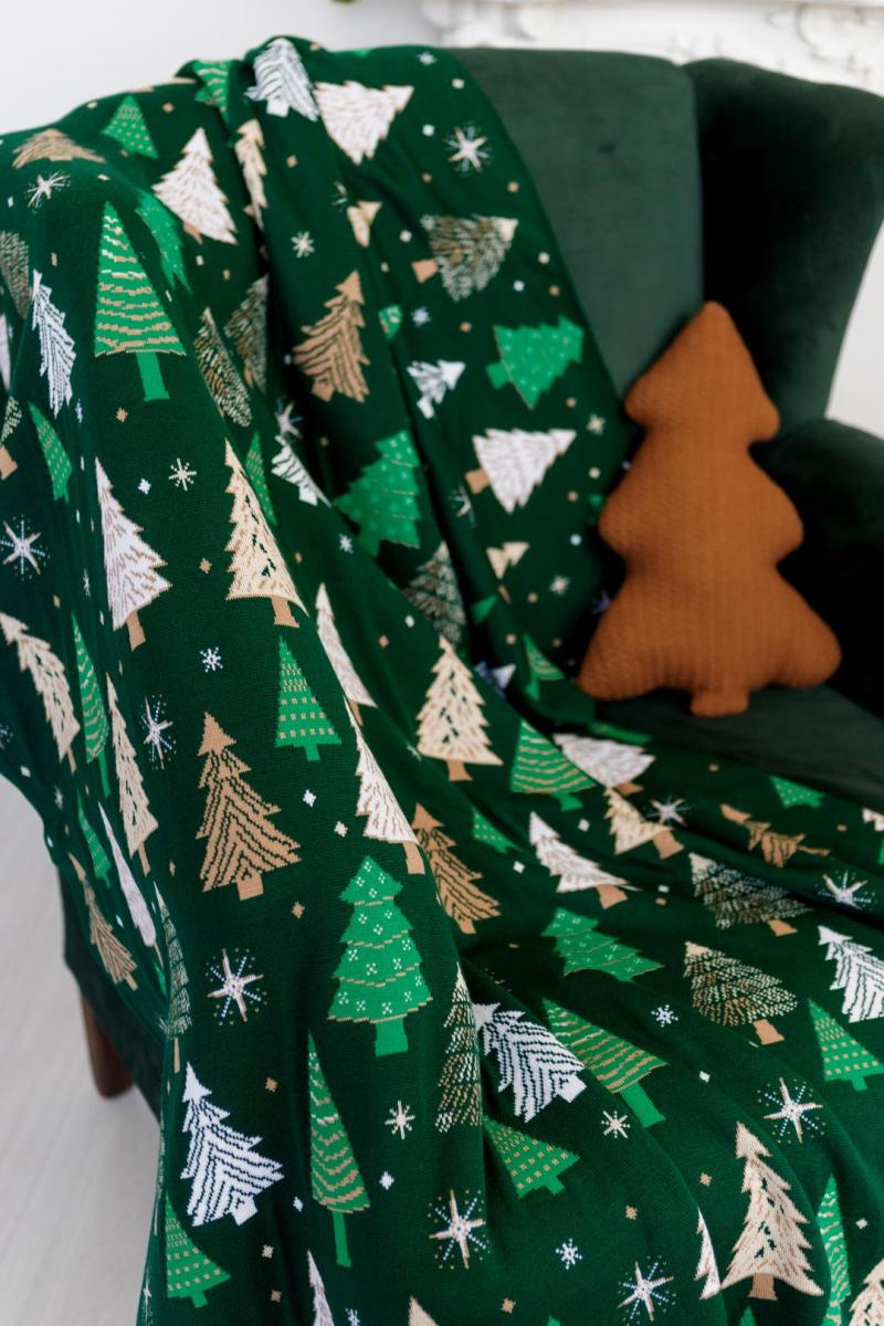 Плед вязаный Елочка 130х170 см Зеленый (037503) - фото 2 Плед вязаный Елочка 130х170 см Зеленый (037503) - фото 2