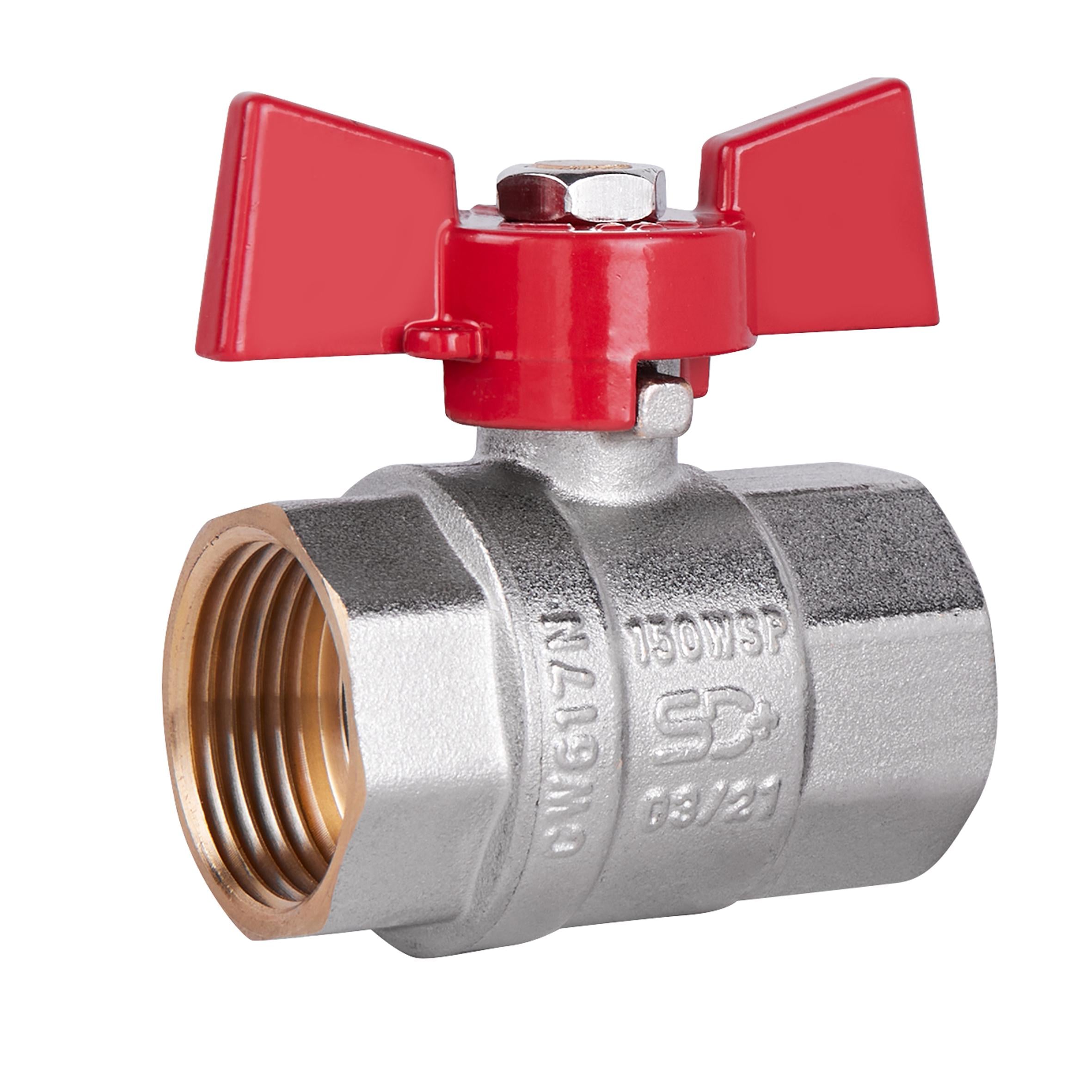 Кран шаровой SD Plus 1" ВР для воды бабочка (SD602NW25PN40)