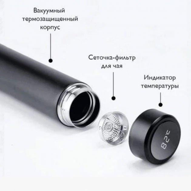 Термос-чашка Unique UN-1006 з нержавіючої сталі з датчиком температури 500 мл Синій - фото 5 Термос-чашка Unique UN-1006 з нержавіючої сталі з датчиком температури 500 мл Синій - фото 5