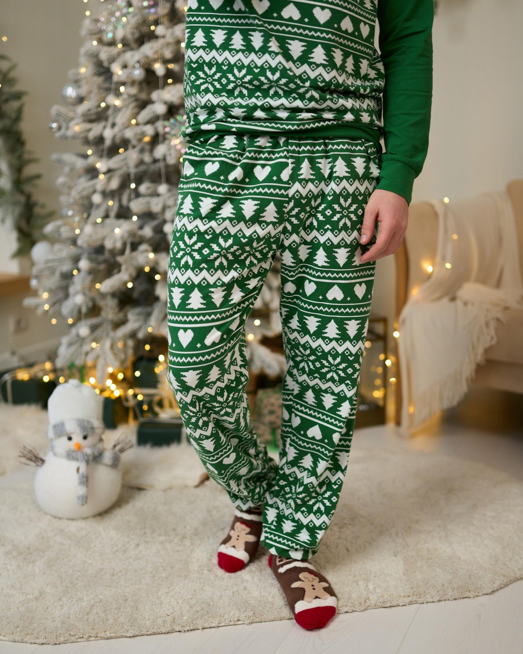 Комплект мужской с брюками новогодний орнамент Family look для всей семьи Зеленый - фото 8 Комплект мужской с брюками новогодний орнамент Family look для всей семьи Зеленый - фото 8