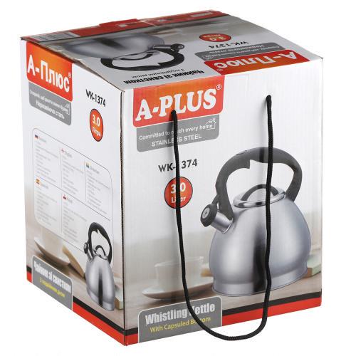 Чайник A-Plus 1374 со свистком нержавеющая сталь 3 л (30151011ER) - фото 3 Чайник A-Plus 1374 со свистком нержавеющая сталь 3 л (30151011ER) - фото 3
