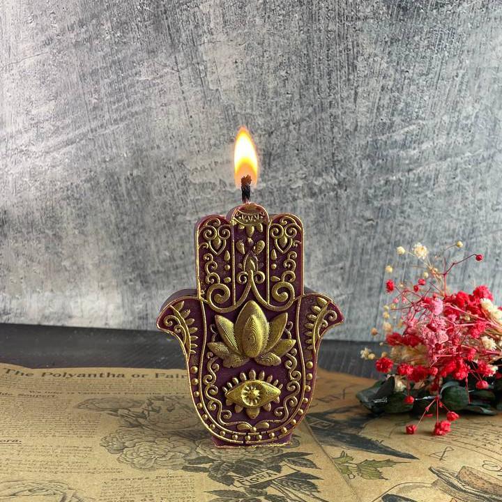 Свеча восковая рука Фатимы - Свет Хамсы Фиолетовый (1536)