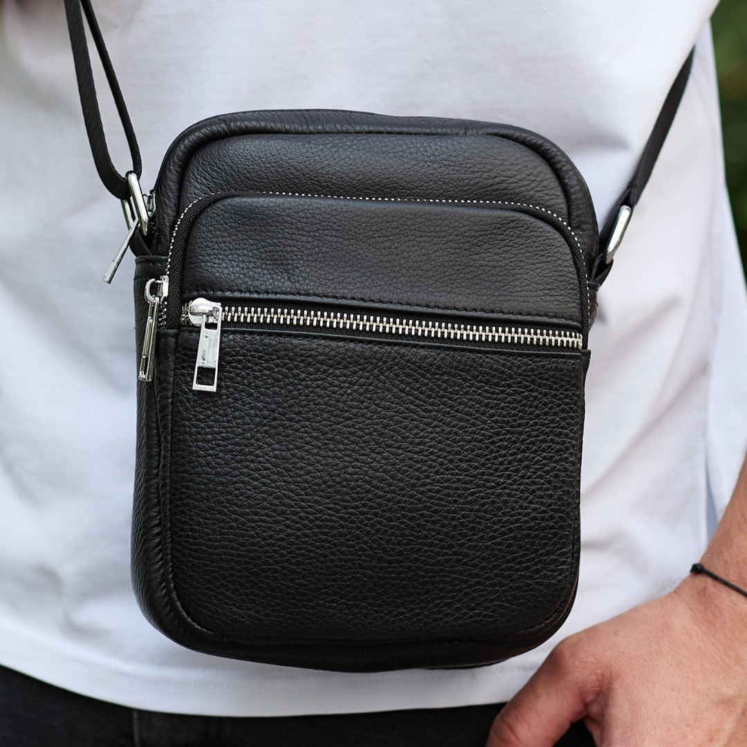 Барсетка мужская Tiding Bag кожаная 21х17х7 см Черный (45487)