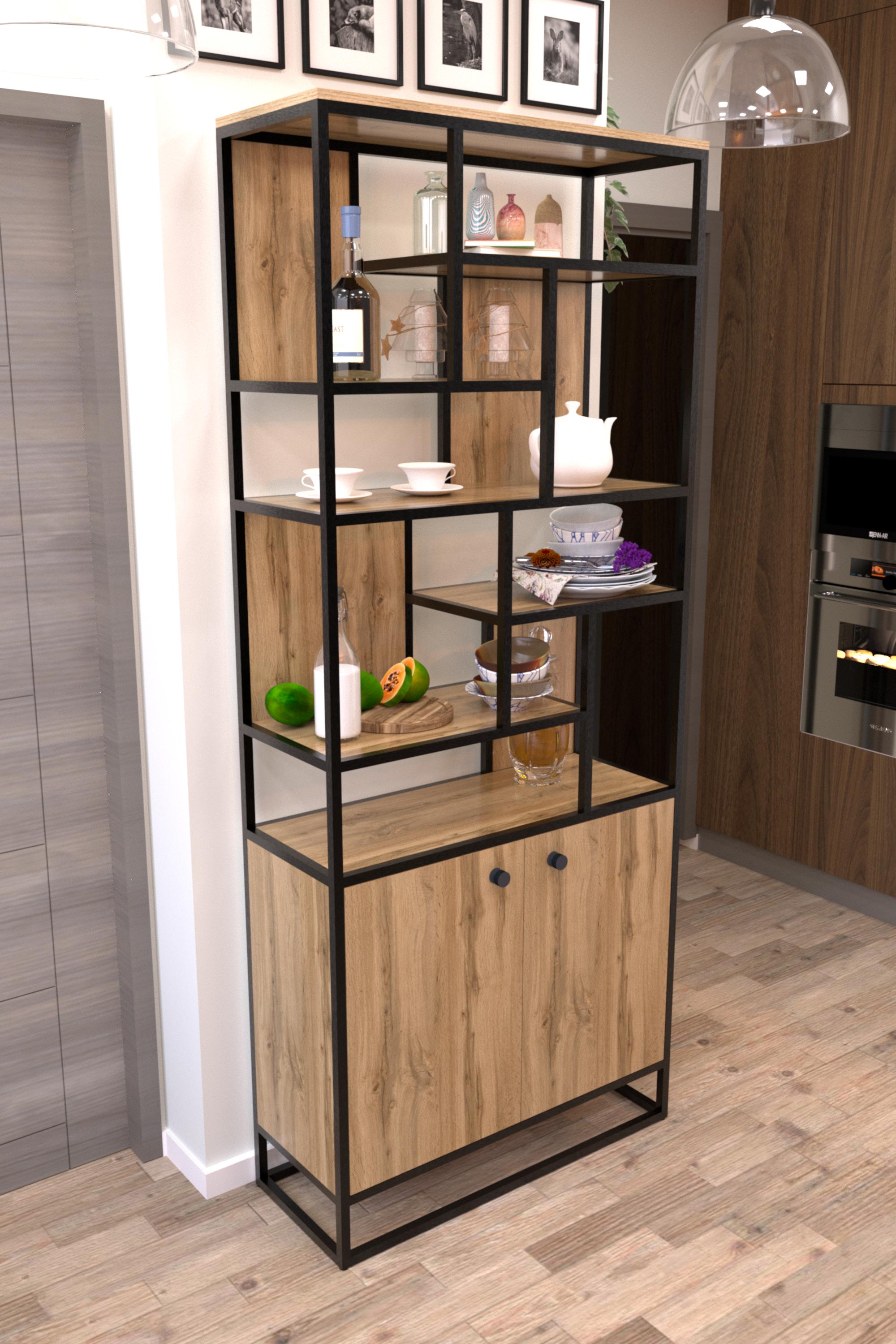 Стеллаж EcoLoft Кастора в стиле лофт Дуб Аппалач (DSP-1244-1)