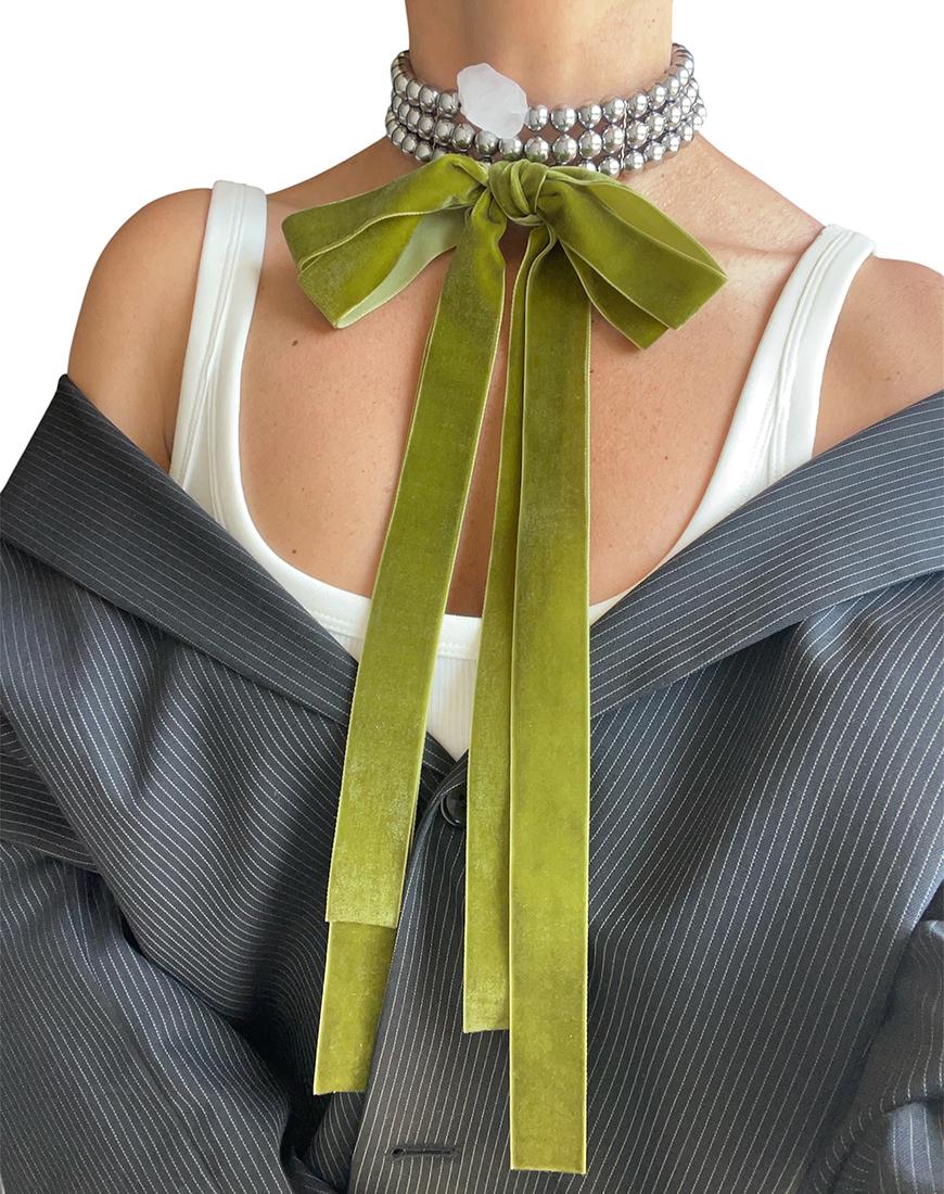Чокер з бантом жіночий SMART JEWELRY зелений One size