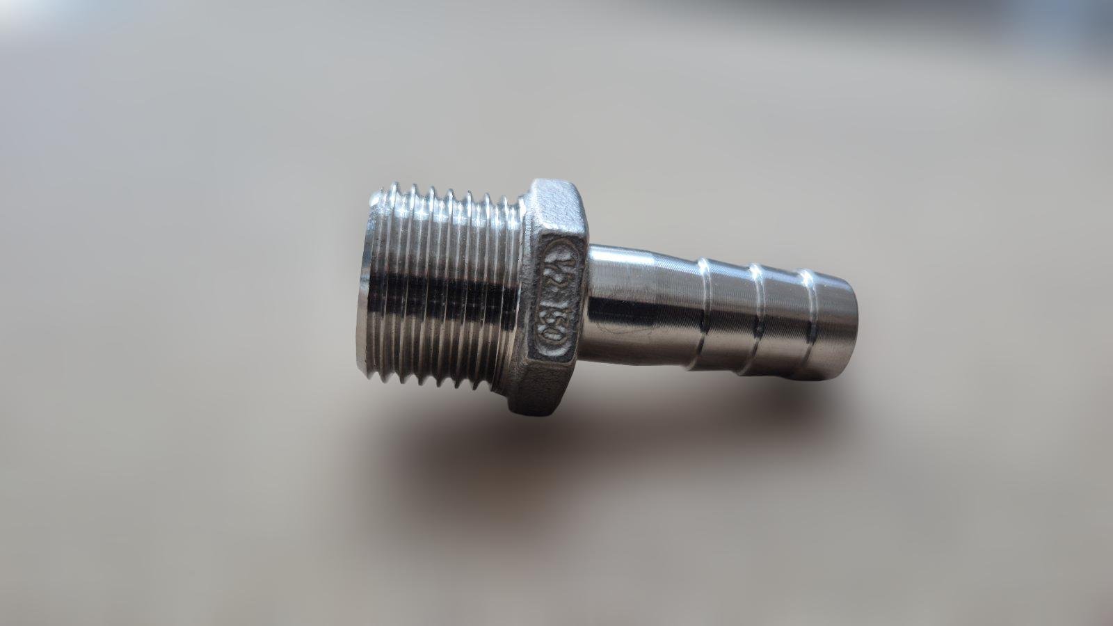 Штуцер шланговый резьбовой DN15 AISI304 BSPP елка н/ж сталь ЗР 12,7 мм 1/2" (29203285) - фото 3