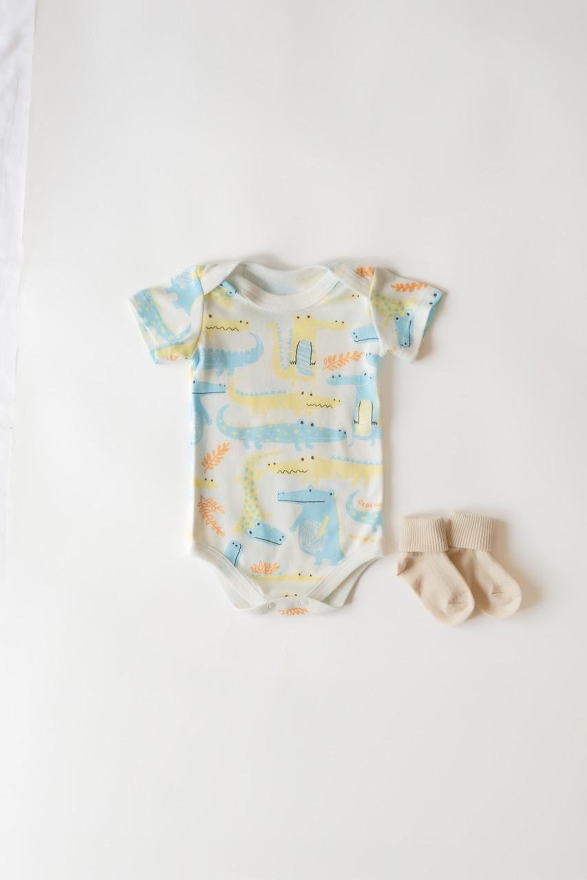 Боді інтерлок короткий рукав Крокодил світлий 62 см (2702854481)