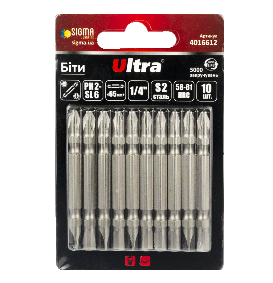 Биты двухсторонние Ultra PH2хSL6 65 мм 10 шт. (4016612) Биты двухсторонние Ultra PH2хSL6 65 мм 10 шт. (4016612)