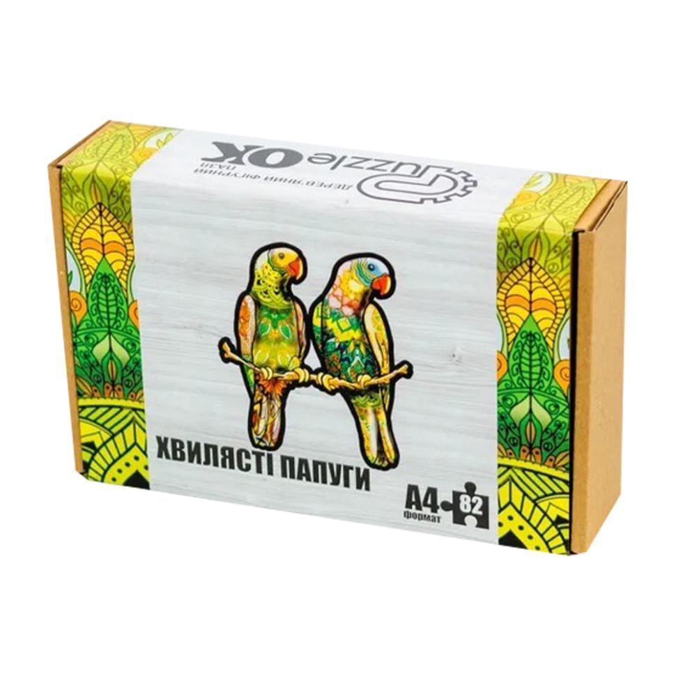 Пазл фігурний дерев'яний "Хвилясті папуги" A4 82 деталі (PuzA4-01212)