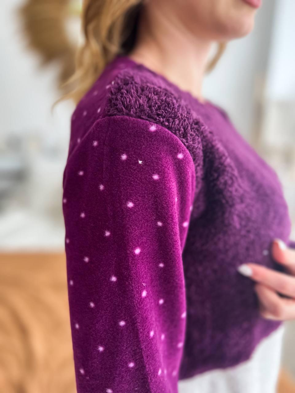 Пижама женская DO2190 на флисе с принтом XL Фиолетовый - фото 3