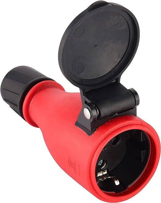 Розетка резиновая Electraline 16A/250V с заземлением и крышкой Красно-Черный (55083)