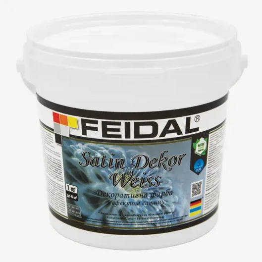Краска декоративная с эффектом сатина Feidal Satin Dekor 1 кг Белый (1886455502)