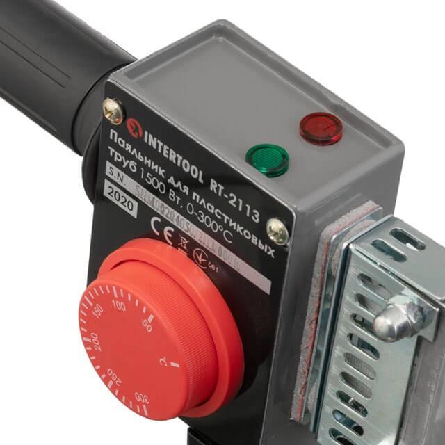 Паяльник для пластикових труб Intertool 1500 Вт 0-300°C насадки 75 90 110 мм металевий кейс (RT-2113) - фото 7