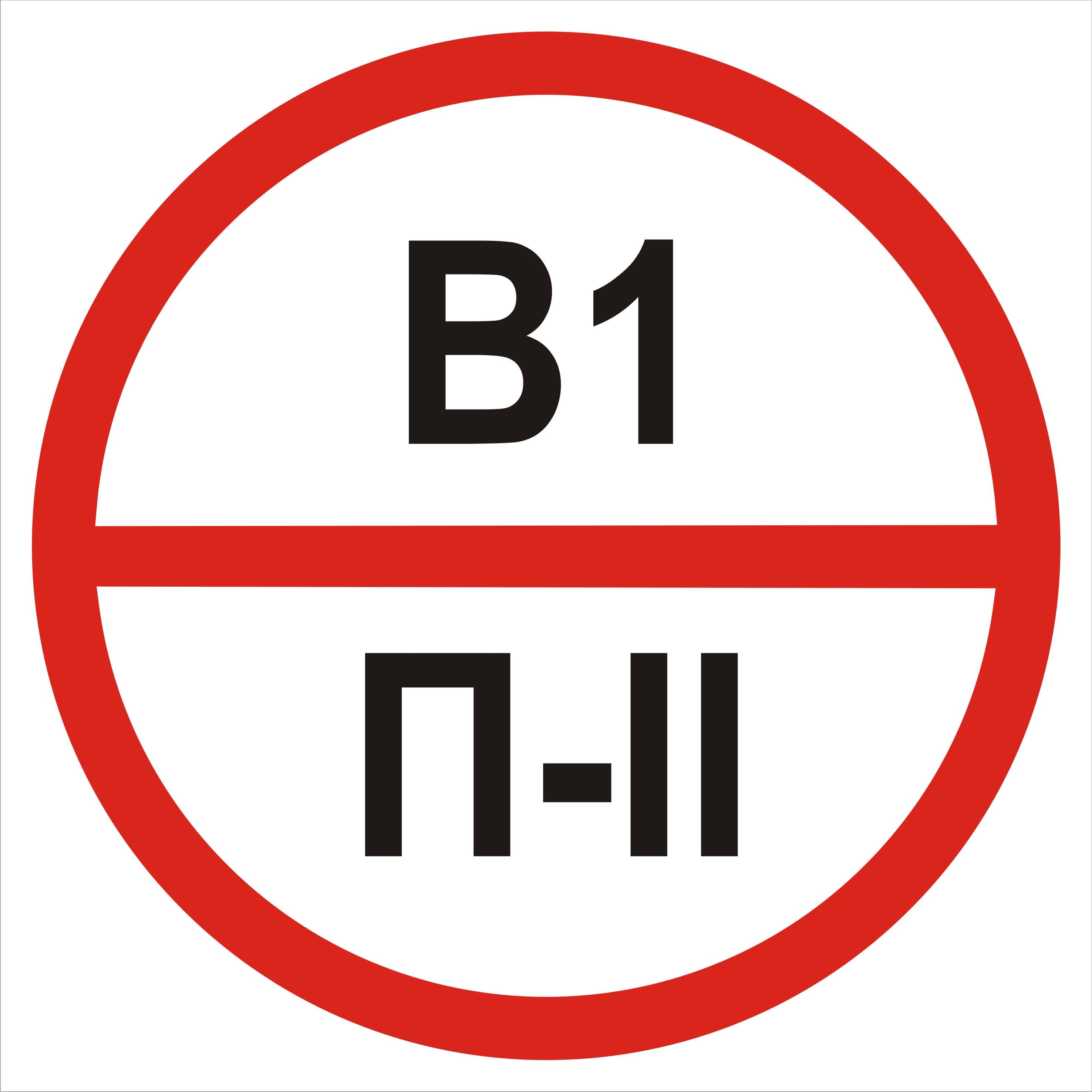 Табличка категория помещения В1/П2 20х20 см (00237)
