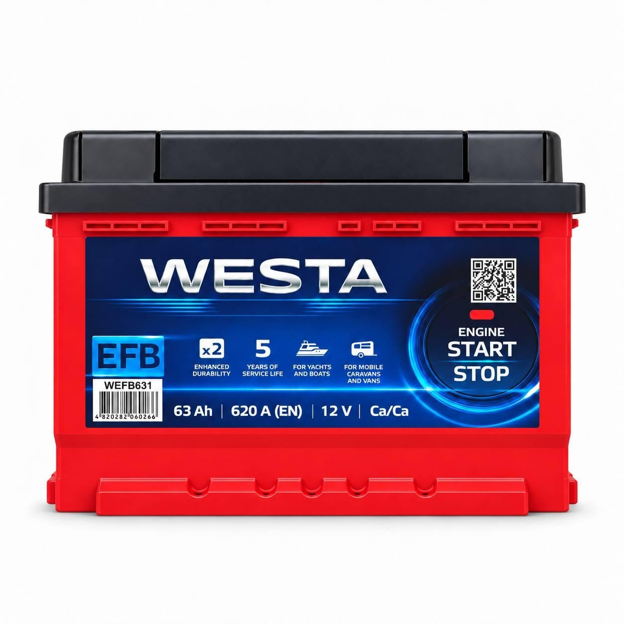 Акумулятор автомобільний Westa EFB 63 Ah 620A L+ 12V (3210186564)