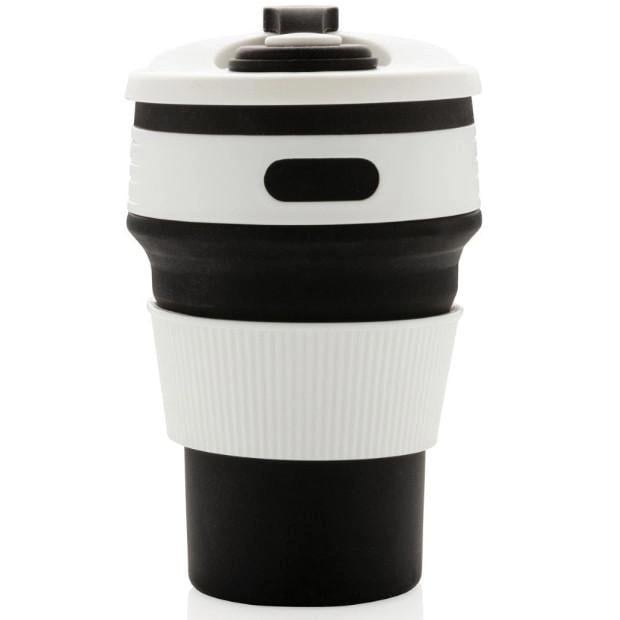 Чашка силиконовая Collapsible складная с герметичной крышкой и поилкой 350 мл Черный - фото 4