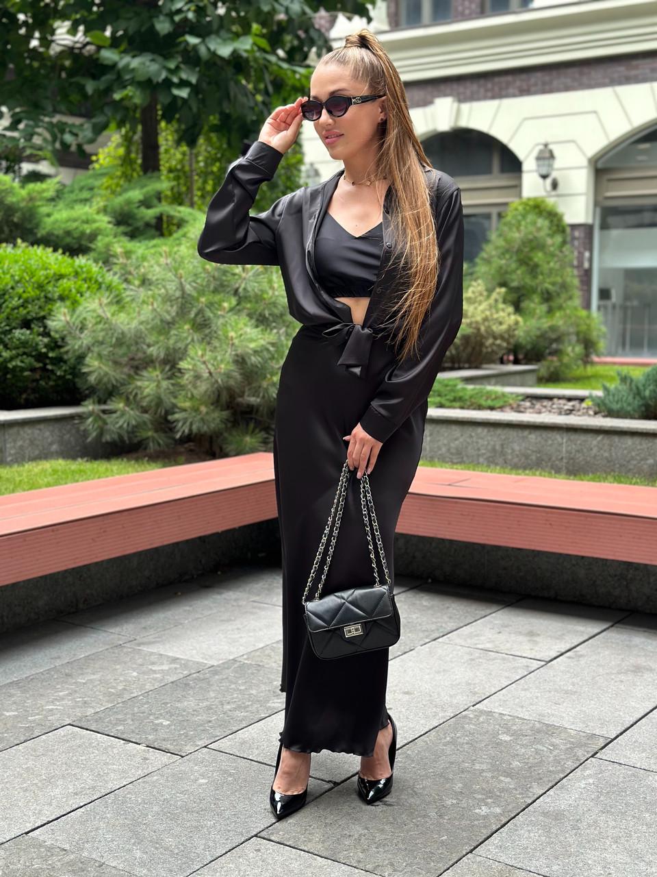 Юбка женская Armani длинная из шелка S Черный (2656491032) - фото 4