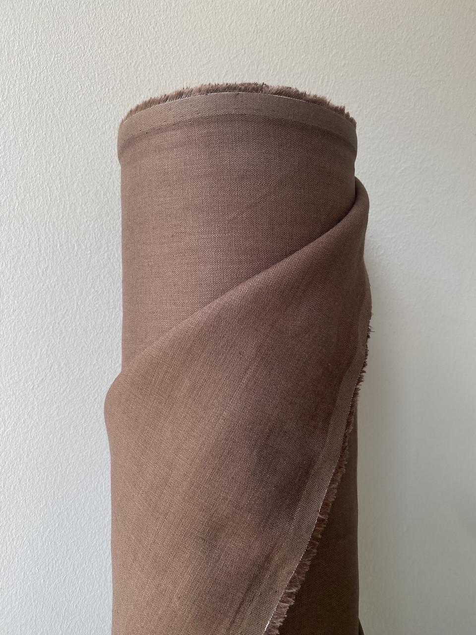 Ткань рубашечно-платьевая LINEN PLUS льняная натуральная 143 см 551/708 Коричневый