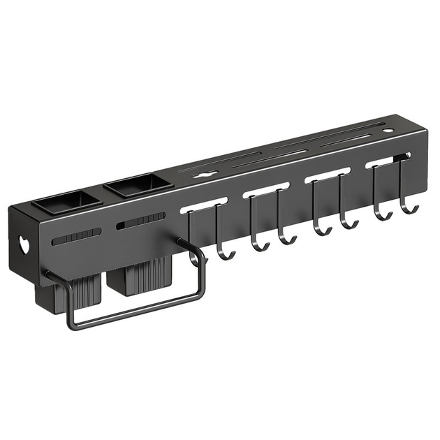 Настінний тримач для кухонного приладдя Homy Holder з гачками Чорний