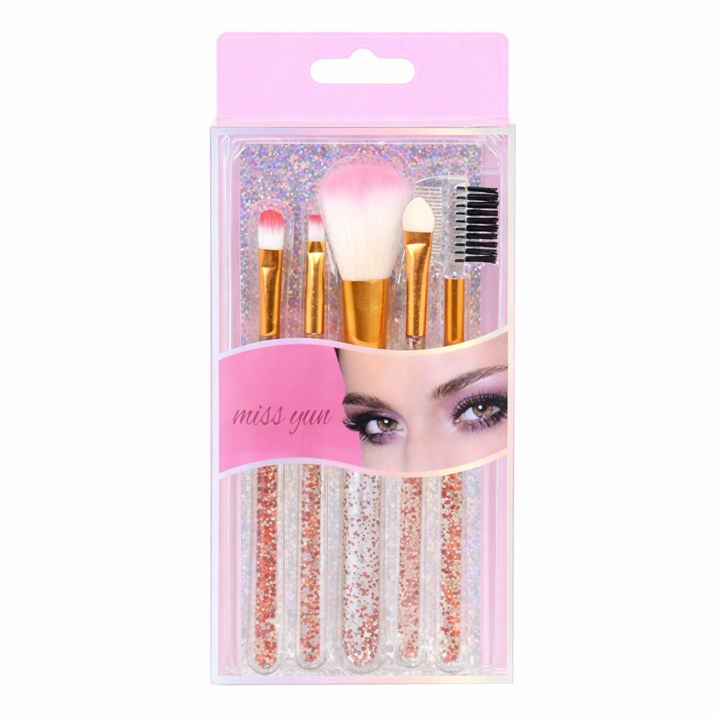 Набір пензлів для макіяжу R36972 5 шт. 16 см Рожевий (33087968)